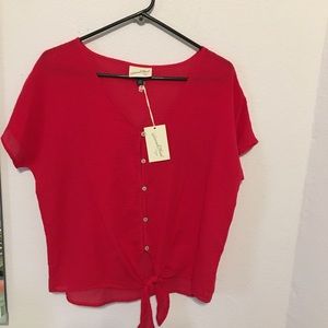 NWT Universal Thread Tie front button down blouse